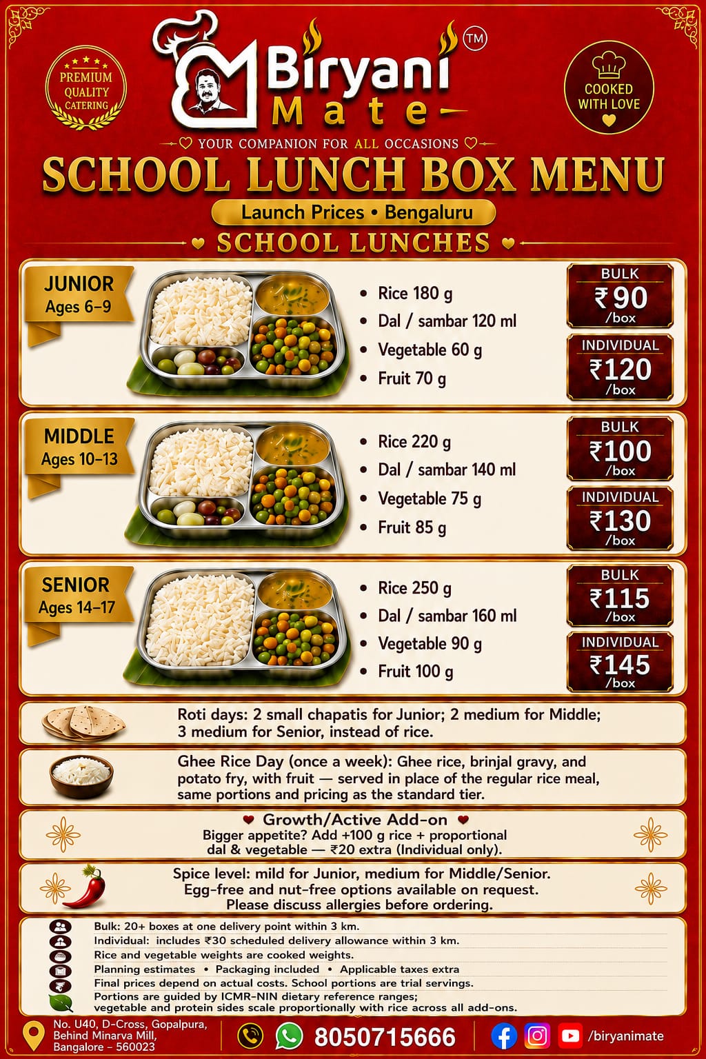 School lunch box menu